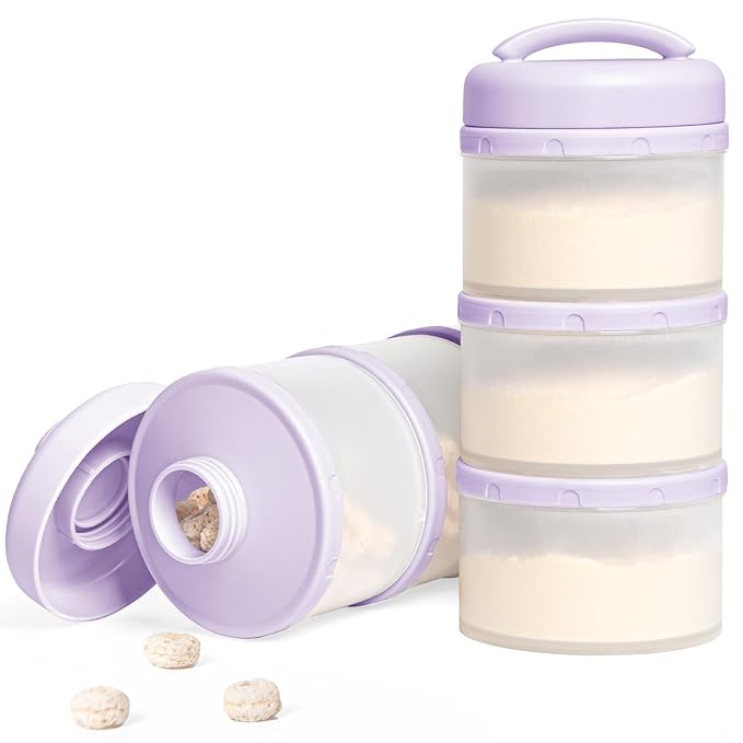 Termichy Stackable Formula Dispenser Portable Milk Powder Container, 2 Pack, Light Purple