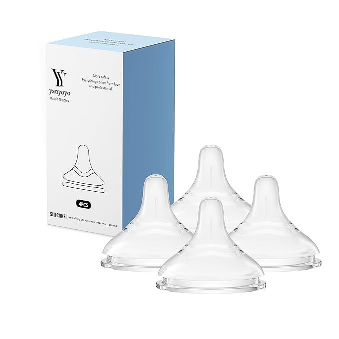 Silicone Bottle Nipple, Anti Colic Nipples for Baby, Natural Feel, LL, 9 Months+, 4 Counts