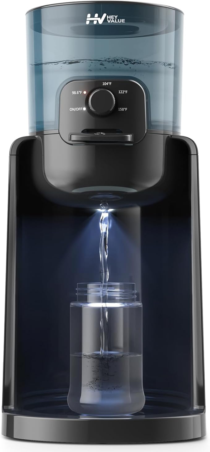 Water Warmer, HEYVALUE Baby Bottle Warmer, Formula Maker with Night Light, 4 Temperature Control & 72H Keep Warm, Detachable Tank, Instantly Dispenses Warm Water, Feed Baby More Easier and Healthier