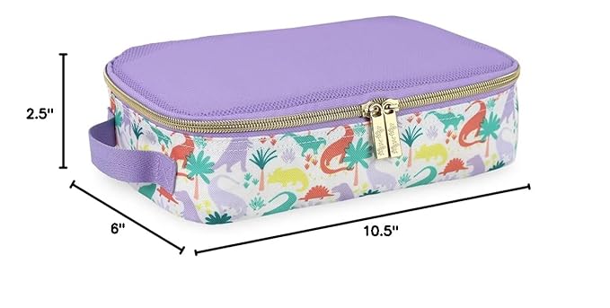 Itzy Ritzy Packing Cubes For Travel – Set of 3 Packing Cubes or Travel Organizers; Each Cube Features a Mesh Top, Double Zippers and a Fabric Handle (Purple Dinosaurs)