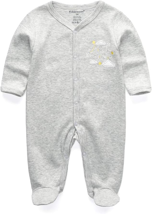 Kiddiezoom Baby and Toddler Boys'Snug Fit Footed One-Piece Romper Jumpsuit Cotton Cotton Footed Outfit