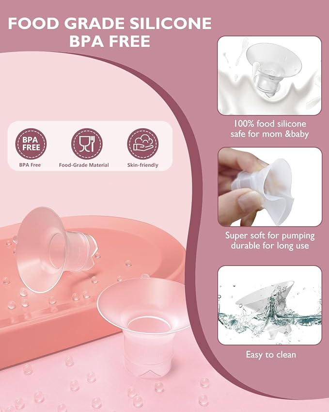 Upgraded Flange Inserts 14mm for 24mm Flange/Shield of Most Pumps Compatible with Momcozy/Medela/Spectra/eufy/Elvie/Lansinoh/TSRETE/Paru Breast Pump, Reduce 24mm Nipple Tunnel Down to 14mm, 4PCS