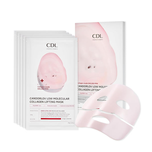 Overnight Collagen Lifting Gel Mask 5 pcs, Korean Face Lifting Deep Hydrogel Mask for Glass Skin, Anti-Aging with PDRN (Salmon DNA), Hyaluronic Acid for Elasticity, Firmness