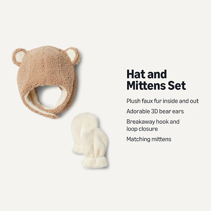 Amazon Essentials x Sofia Grainge Unisex Babies' Hat and Mittens Set
