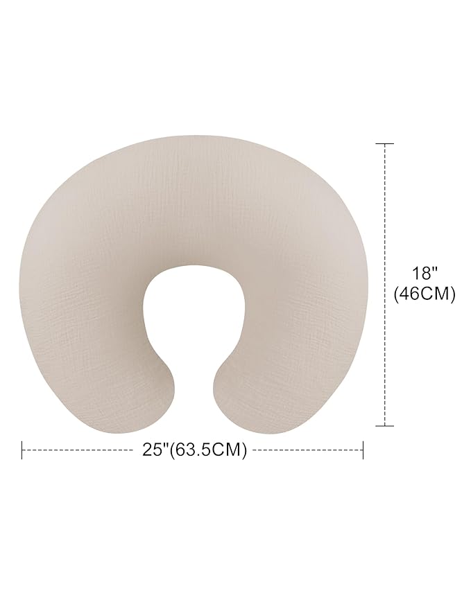 Nursing Pillow Covers, Muslin Nursing Cover for Breastfeeding Pillows, Comfortable for Baby Girls and Boys (White)