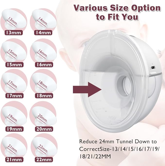 Flange Insert 14mm 6pcs Compatible with Momcozy M5/M9/M6/S12 Pro/V1 Pro/V2 Pro,for Spectra/Medela/MomMed/eufy/Lansinoh/Elvie Breast Pump, Fit for 24mm Flange/Shield of Most Pumps (6PC-14mm)