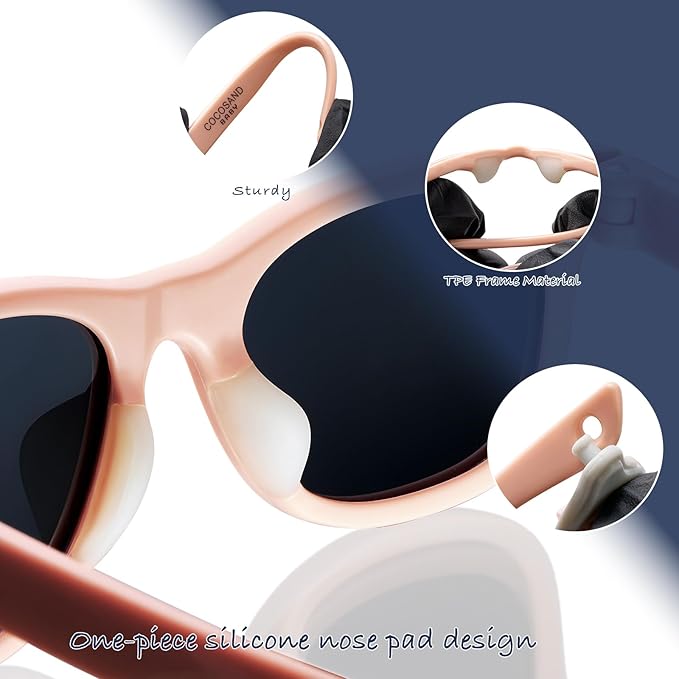 COCOSAND Flexible Baby Sunglasses with Strap Polarized UV Protection for Toddler Infant Newborn Boy Girl Age 0-24 Months