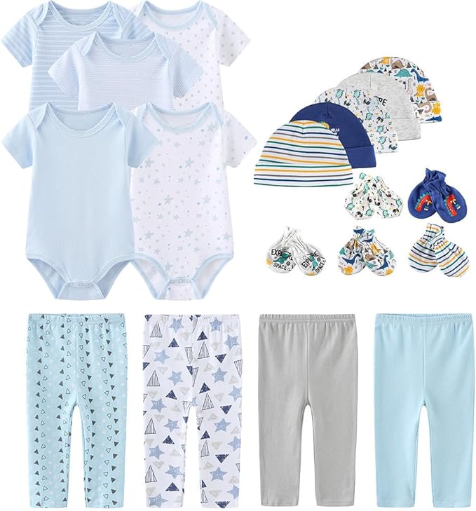 Kiddiezoom Unisex Baby Layette Essentials Giftset Clothing Set 19-Piece For Newborn Baby