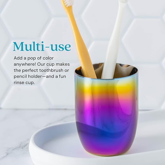 Ahimsa Stainless Steel Kids Cup - Pediatrician Designed Toddler Cups for Open Cup Training, 8oz, 100% BPA Free & Dishwasher Safe (Rainbow Single)