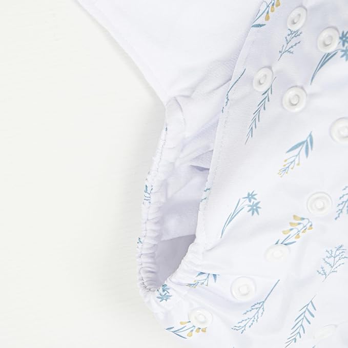 HappyFlute 9 Sets Newborn Baby Cloth Pocket Diapers Adjustable Reusable for Baby Boys and Girls(6-33 pounds,0-3 Years),One Wet Bag+4Diapers and 4Inserts (AD07)