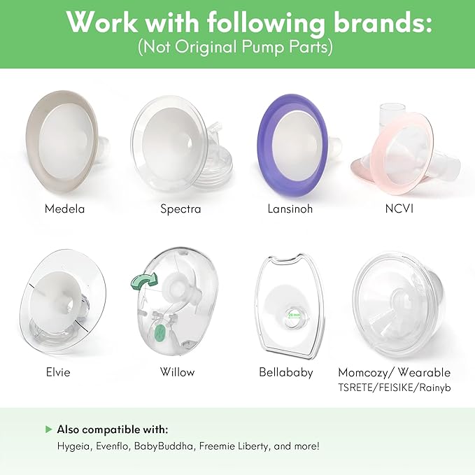 Mompmuri Breast Pump Cushion – L | Breast Pump Accessory, Sizing Insert for Flange Shields | Elastic Nipple Flange Inserts | Silicone Lacteck Pump Parts | Compatible with Flange Sizes 27-29mm (2 pc)