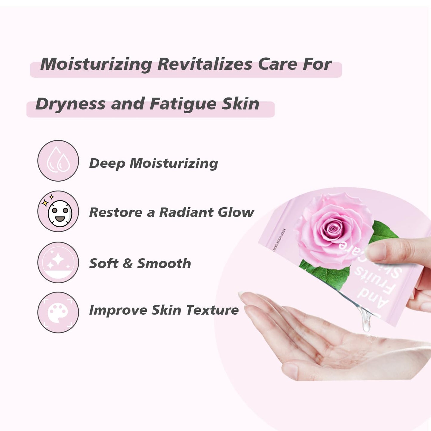 Face Masks Skincare Rose Moisturizing Facial Mask, Pack of 10 Hydrating Beauty Rose Sheet Masks for All Skin Types Spa Gift for Women Facial Mask Sheet