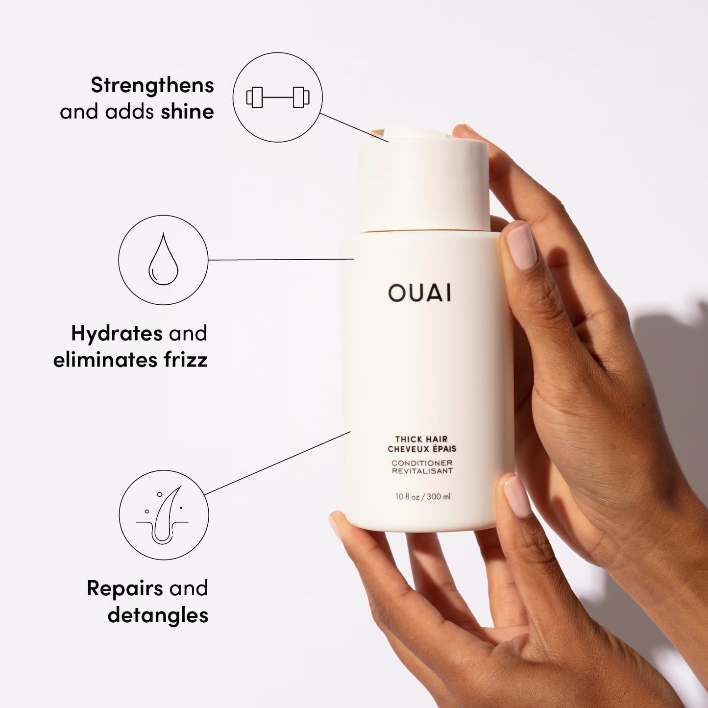 OUAI Thick Hair Conditioner Refill - Moisturizing Conditioner for Dry, Frizzy Hair - Keratin, Marshmallow Root, Shea Butter and Avocado Oil - Paraben, Phthalate & Sulfate Free (32 Oz)