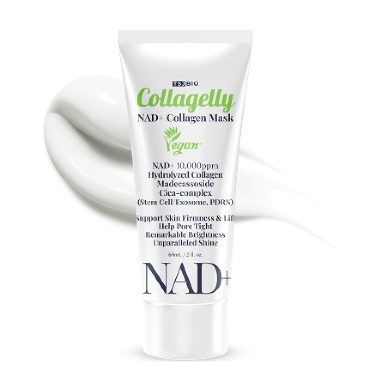 NAD+ Collagelly Vegan Collagen Mask – 2.1 fl. Oz with 10,000ppm NAD+, NMN, Exosome Complex - Korean Skin Care | Super Peel-Off Face for Blackheads, Pores, Lifting, Exfoliating