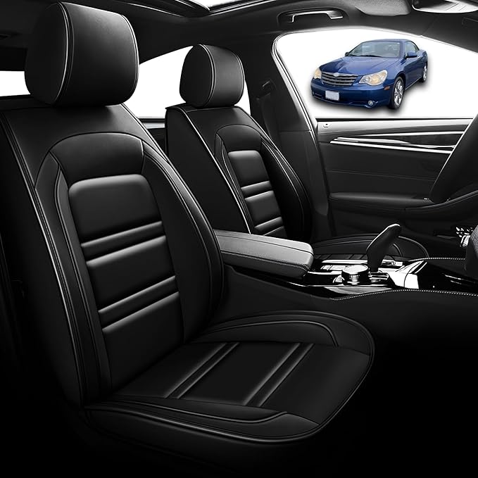 Seat Cover for Chrysler Car Sebring 2000-2010 | Car Seat Covers Front Seats, Waterproof Seat Protectors, Automotive Front Seat Covers (Front Seat, Black)