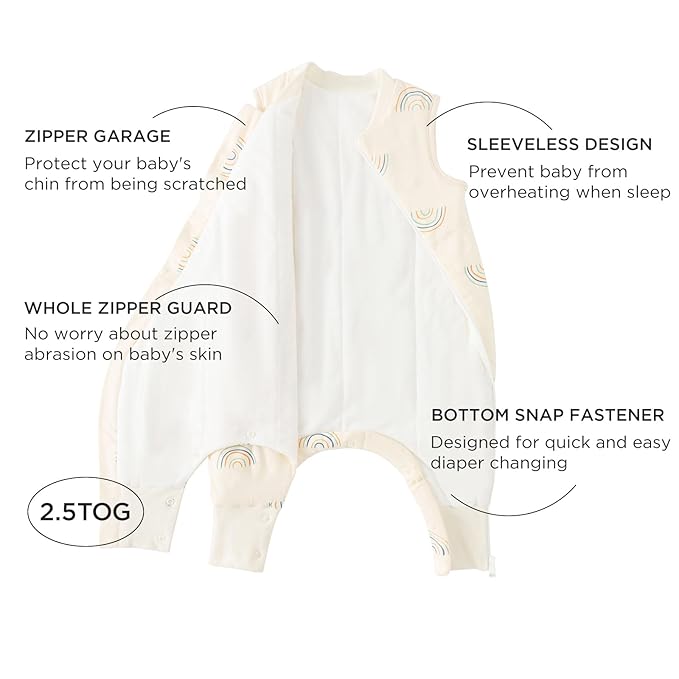 Duomiaomiao 2.5 TOG Toddler Sleep Sack 12-24 Months 100% Cotton Winter Side Open Zipper Baby Sleep Sack with Feet, Warm Toddler Wearable Blanket
