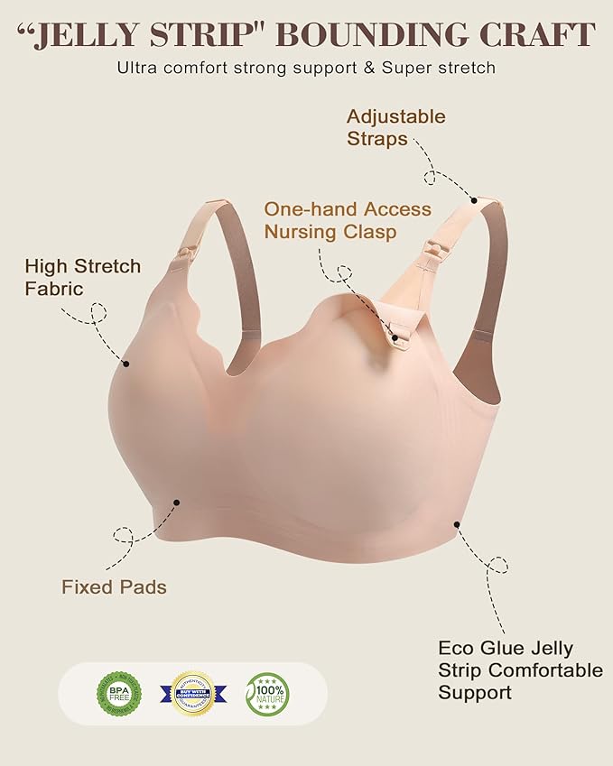 As Fairy Wireless Seamless Pumping Bra Hands Free Nursing Bra Wirefree Comfort Wearable Breast Pump Brass