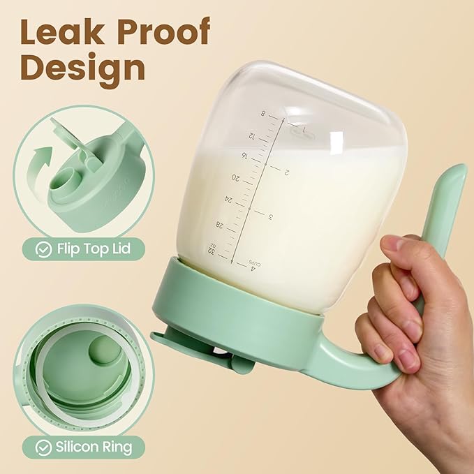 Breast Milk Pitcher Glass Resistant to Heat and Cold, 32 oz Leak-Proof Formula Storage Container with Wide Mouth, Milk Storage Bottle Container for Formula, Preparing Bottles, and Breastmilk Storage