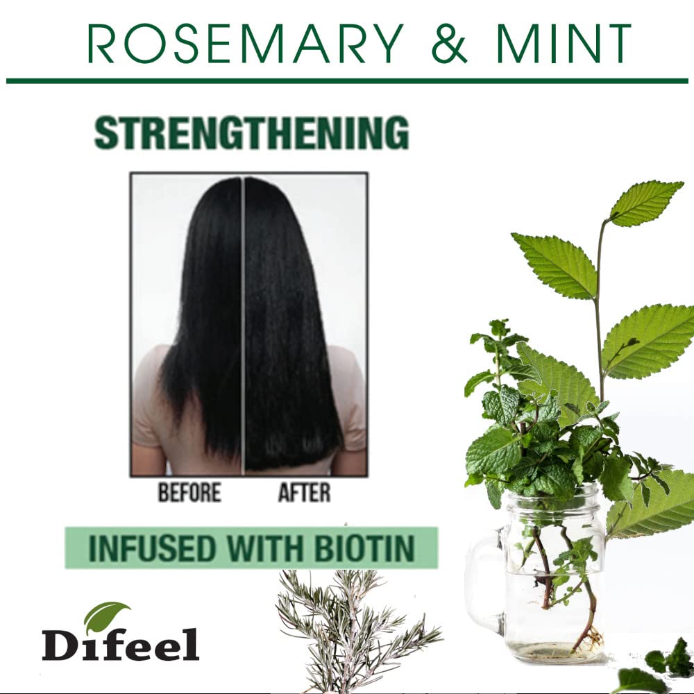 Difeel Rosemary and Mint Premium Hair Oil with Biotin 8 oz. - Made with Natural Mint & Rosemary Oil for Hair Growth