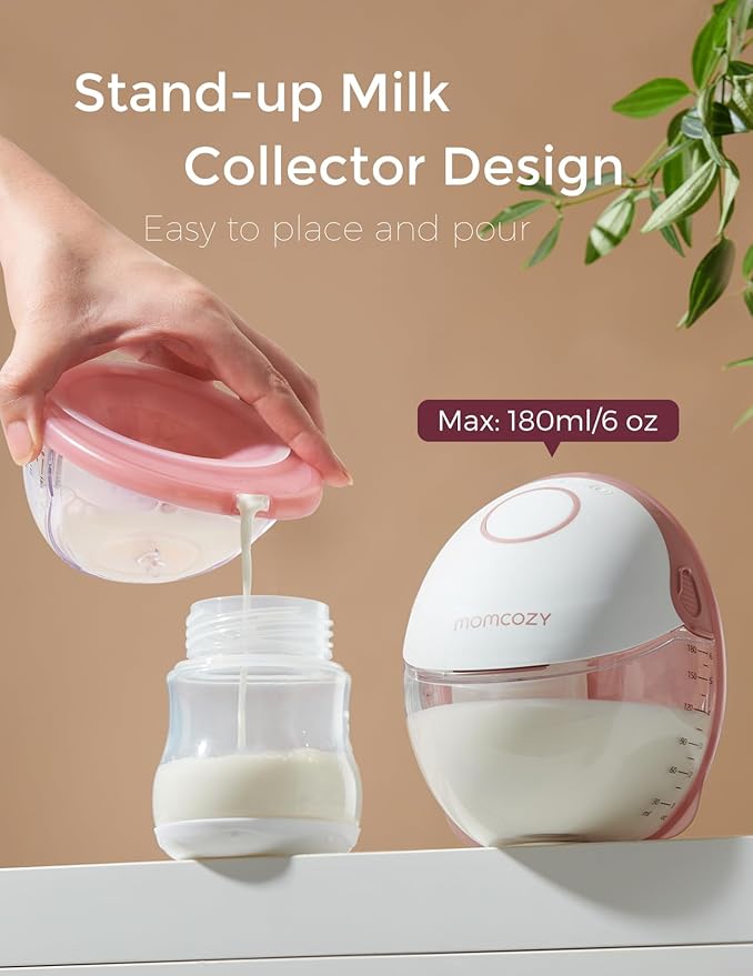 Momcozy Breast Pump Hands Free Mobile Style | M6, Wearable Breastfeeding Pump Ideal Rhythm for More Milk, DoubleFit Flange More Fit & Discreet with 3 Modes & 9 Levels, 24mm - 1 Pack Quill Gray