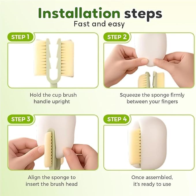 5 in 1 Bottle Cleaning Brush Set, 5‑in‑1 Multifunctional Bottle Cleaning Brush Set, Straw Cleaner Brush for Baby Bottles, Multifunctional Detachable Water Bottle Brush (2PCS Mix)