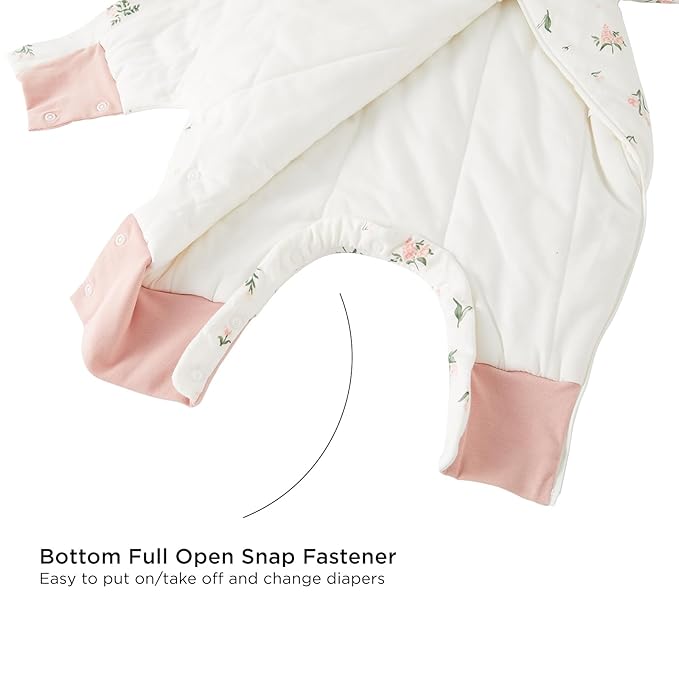 Duomiaomiao 3.5 TOG Toddler Sleep Sack 12-24 Months 100% Cotton Winter Side Open Zipper Baby Sleep Sack with Feet, Warm Toddler Wearable Blanket