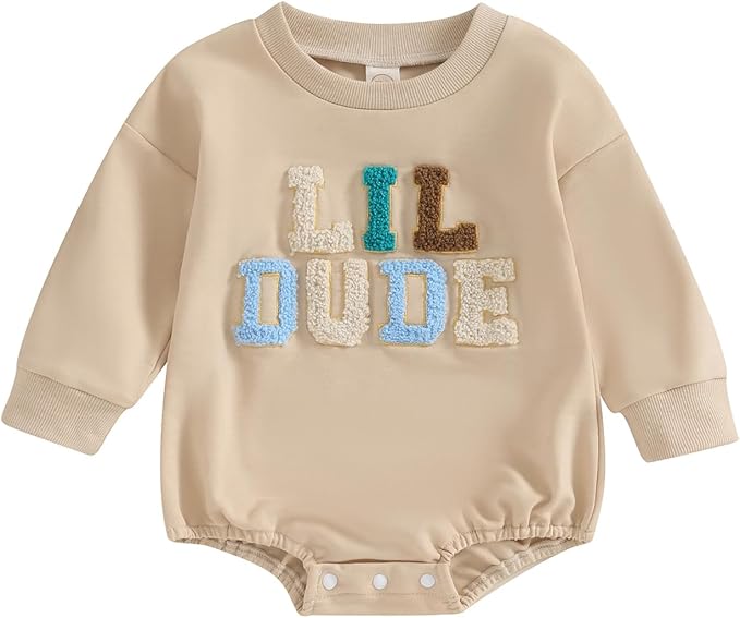 VISGOGO Newborn Infant Baby Boy Girls Oversized Romper Little Dude Sweater Onesie Coming Home Outfit Neutral Clothes