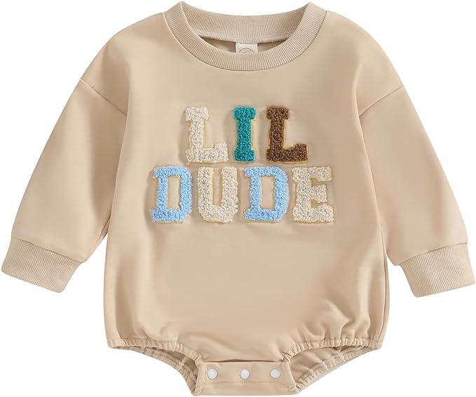 VISGOGO Newborn Infant Baby Boy Girls Oversized Romper Little Dude Sweater Onesie Coming Home Outfit Neutral Clothes