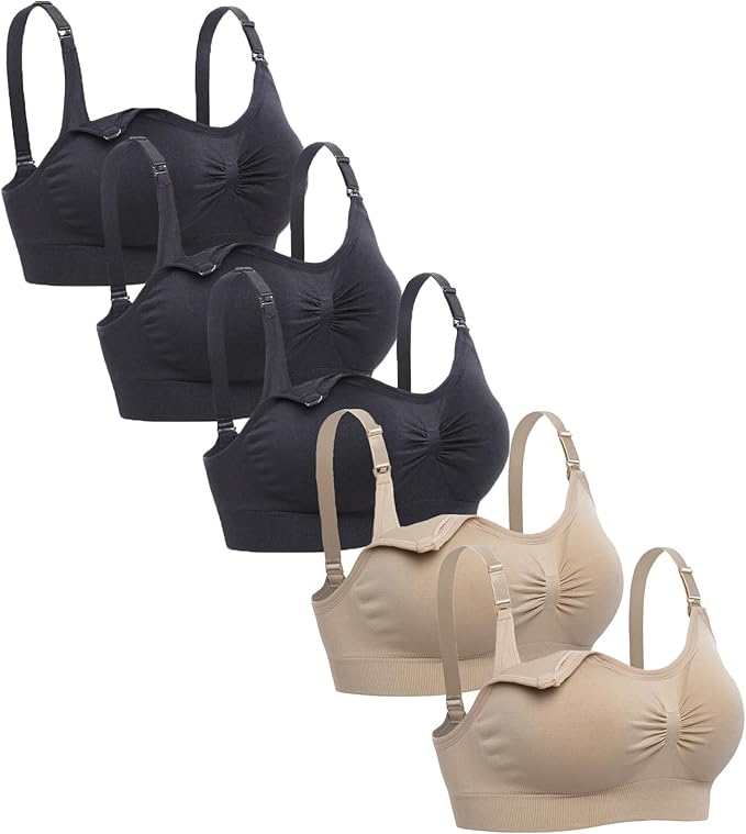 Lataly Womens Seamless Nursing Bra Sleeping Maternity Bralette for Breastfeeding Pack of 3