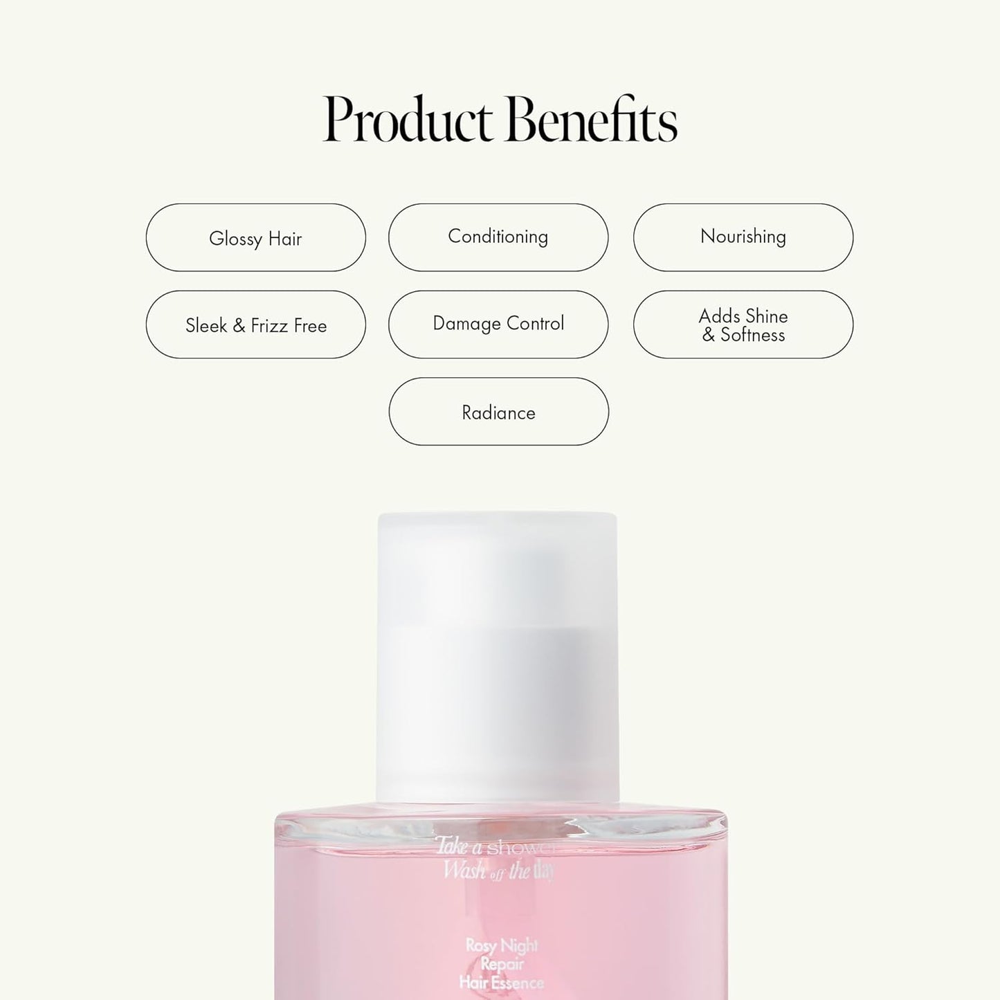 Rosy Night Repair Hair Essence with Damask Rose Extract, Rosehip Oil, Peptide Complex for Dry, Damaged, Frizzy Hair - Musky Floral Scent, Vegan, Paraben-Free 50ml / 1.69 fl. Oz