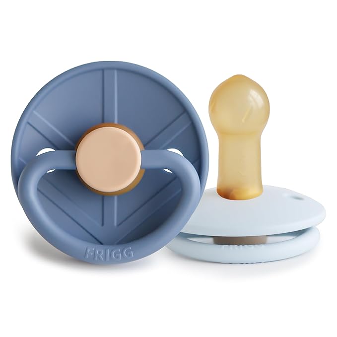 FRIGG Little Viking Natural Rubber Baby Pacifier 2-Pack | Made in Denmark | BPA-Free (Ocean View/Powder Blue, 6-18 Months)