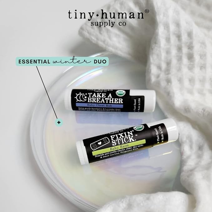 Fixin' Stick Organic Baby Balm 0.5oz, 2-pack for Baby's Red Cheeks, Drooly Chins, Drippy Noses and Dry Skin. No Artificial Dyes, Fragrances or Petrolatum. Cruelty Free. Made in USA.
