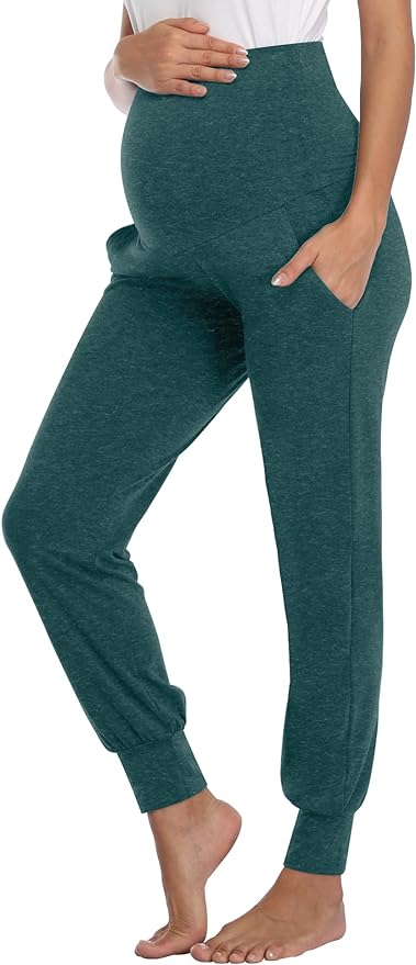 AMPOSH Women's Maternity Pants Stretchy Lounge Workout Pants Casual Loose Comfy Pregnancy Joggers with Pockets