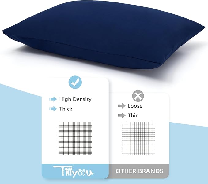 TILLYOU Toddler Pillowcase 2 Pack with Envelope Closure,13" x 18" Silky Soft Microfiber Travel Kids Pillowcase for Boys and Girls,Gray & Navy