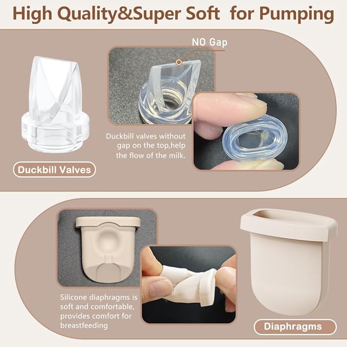 6pcs Duckbill Valves Compatible with eufy S1 Pro/S1/E10/E20 Wearable Breast Pump, Replace for eufy Pump Original Parts Duckbill Valve, Leak-Proof and Dust-Proof Breast Pump Replacement Parts