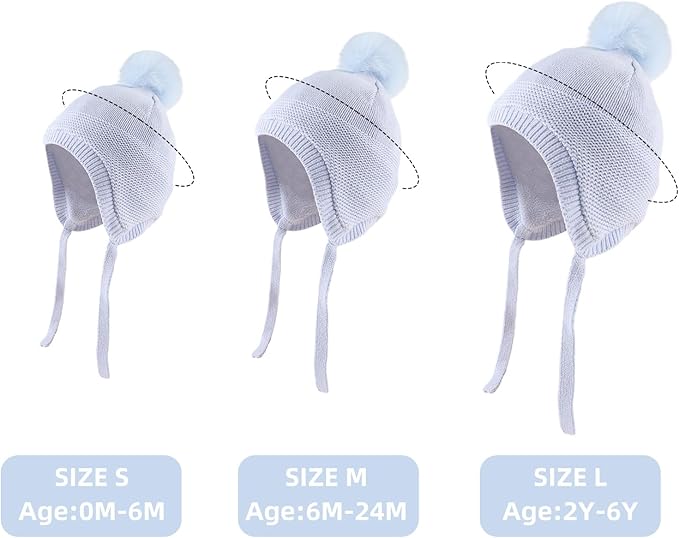 JANGANNSA Basic Winter Baby Boys Beanie Pompom Knitted Girls Hat Kids Earflap Beanies Warm Infant Toddler Hats