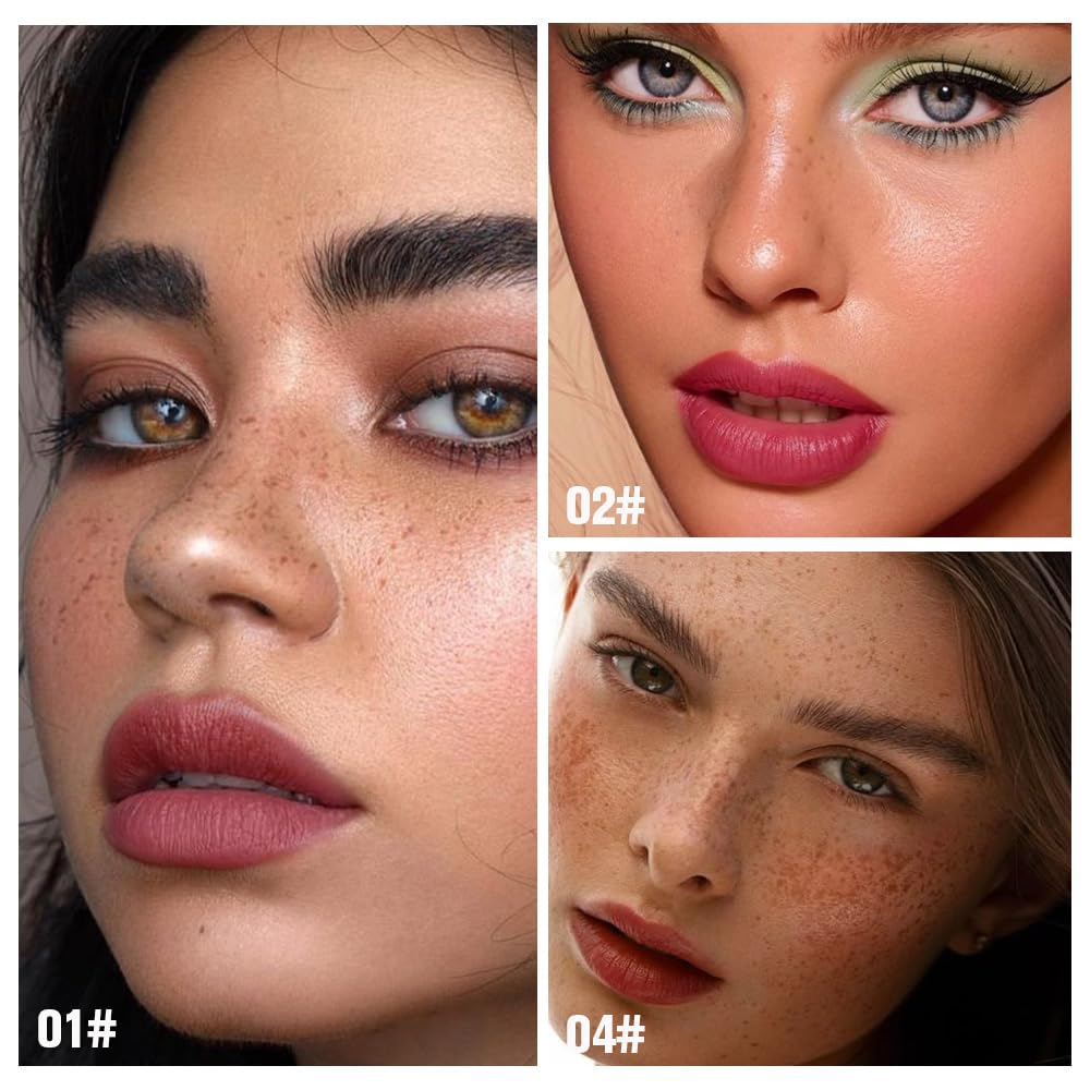 evpct 3Pcs Maroon Mauve Red Nude Brown Peel Off Lip Stain Tints, Matte Liquid Lipstick Lip Stain Long Lasting Waterproof for Women, Longwear Lipstick Peel Off Highly Pigmented Smudge-proof Easy Apply