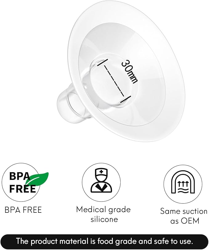 Replace Flanges 2-Pack of 30mm Breast Shields Compatible with Lansinoh, Medela, Spectra Breast Pumps, Pump Parts for Medela Breast Shields Personalfit Flex, Lansinoh Flange Accessories, Spectra Flange