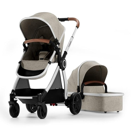 Mompush Ultimate 2 Baby Stroller for Infant and Toddler with Newborn Mode and Reversible Seat, All-Terrain Stroller with All-Wheel Suspension, Includes Car Seat Adapter and Large Storage Basket