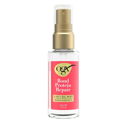 OGX Repair & Protect Bond Protein Repair 3-in-1 Oil Mist, Hair Oil Protects Dry, Damaged Hair Against Frizz, Strengthens & Maintains Shine, Hair Mist Formulated without Parabens, 1.7 oz