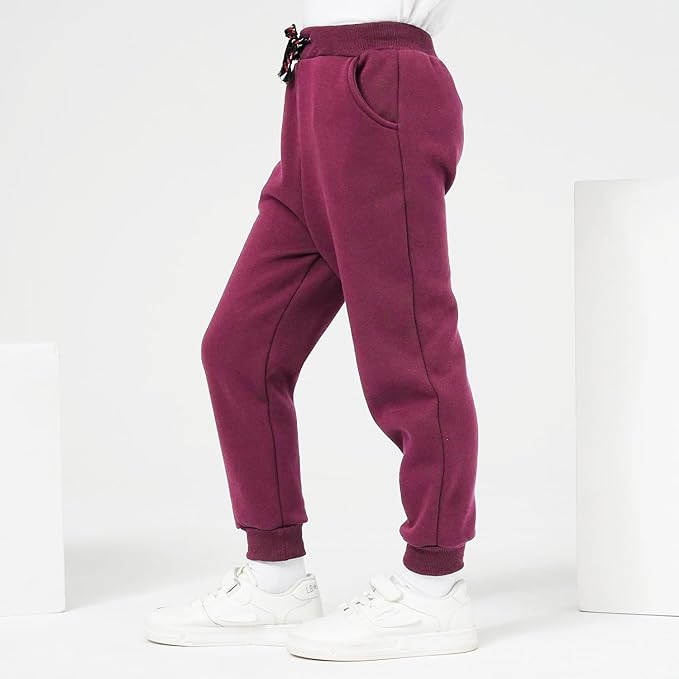 3 Pack Boy's and Girl's Fleece Pull on Jogger Sweatpant with Pockets and Drawstring 2-13 Years