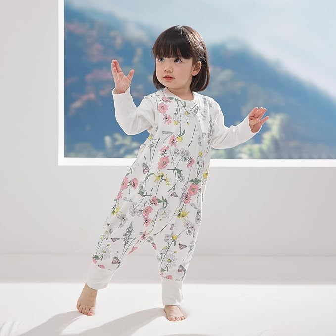 Duomiaomiao 0.5 TOG Toddler Sleep Sack 36-48 Months 100% Cotton Lightweight Baby Sleep Sack with Feet, Breathable Comfy Toddler Wearable Blanket