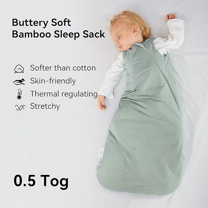 BubblePanda Rayon Made from Bamboo Sleep Sack 2t-3t 0.5 Tog Soft Lightweight Toddler Sleep Sack 24-36 Months for Babies 2-Way Zipper Wearable Blanket Baby 3t