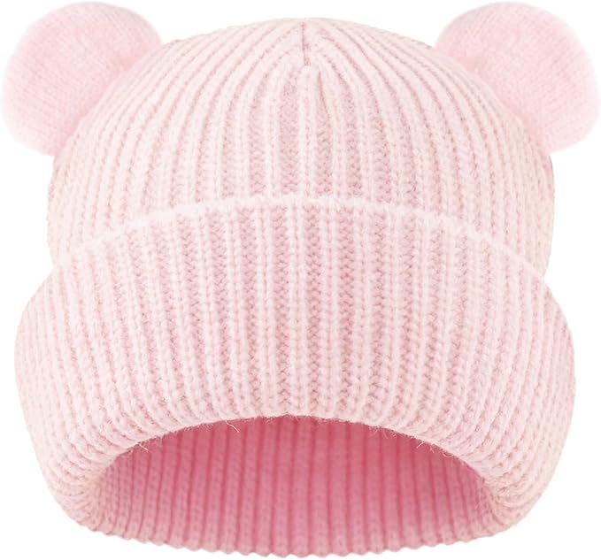 Bear Baby Beanie Knitted Baby Winter Hat Infant Toddler Boys Girls Beanie with Cotton Lining