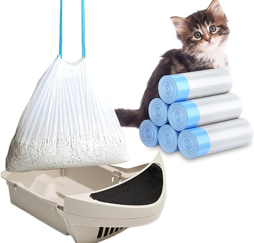 120 Pack Cat Litter Bags with Drawstring, Compatible with Litter-Robot 3/4 by XUEPETT