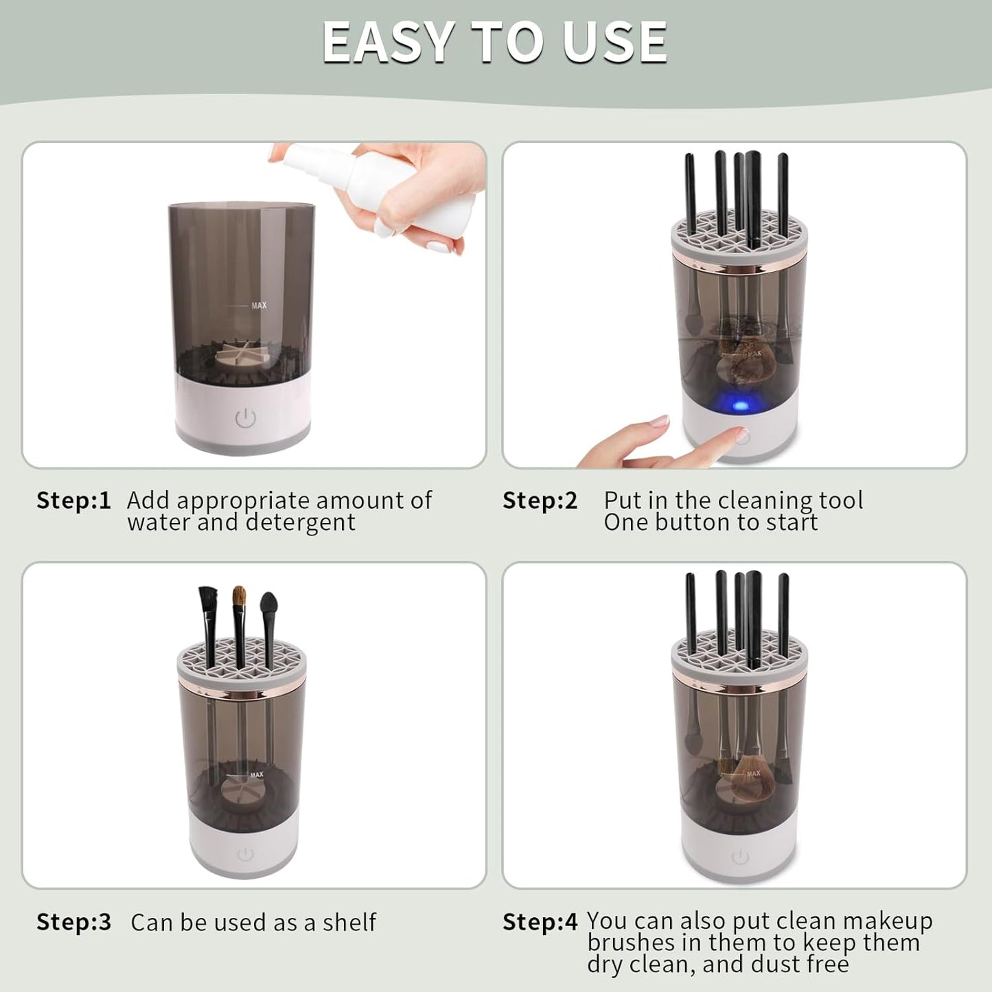 Electric Makeup Brush Cleaner, Machine For Deep Cleaning All Types Of Brushes,Multi-Use Cosmetic Brush Cleaner,Makeup Brush Sanitizer For Makeup Lovers & Professionals Brush Cleaner