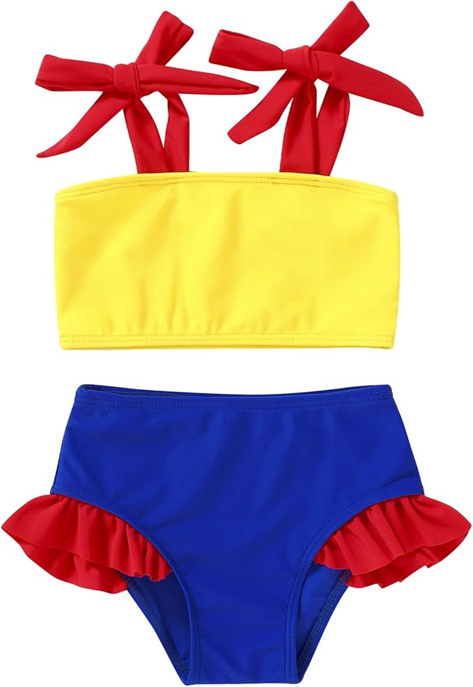 YOUNGER TREE Toddler Girls Two Pieces Swimsuit Color Block Stripe Swimwear Summer Beach Bathing Suit 18M-5T