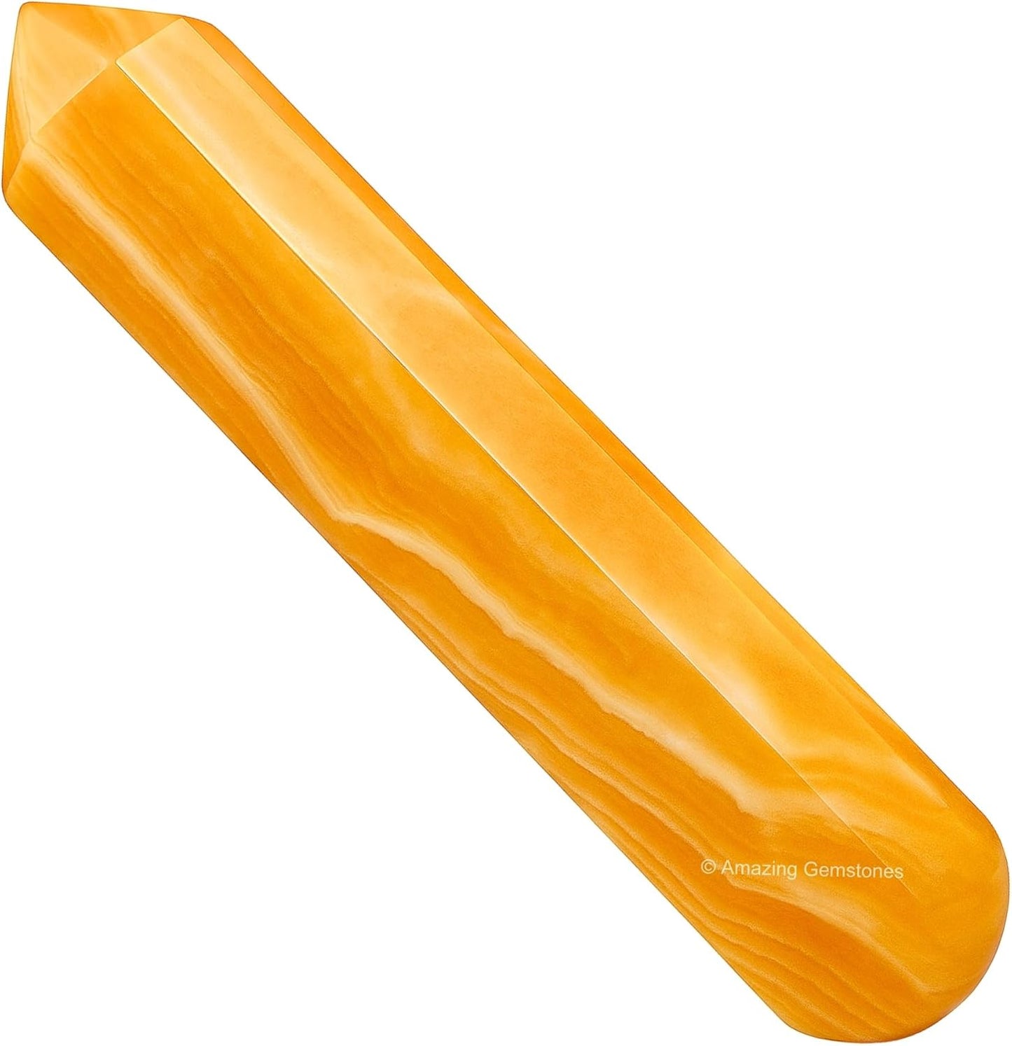 Yellow Calcite Crystal Wand Massage Stick - Pelvic Wand Gua Sha for Adults - Crystals and Healing Stones Massage Wands for Adults Gifts (Pointed)