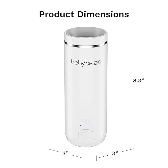 Baby Brezza Portable Warmer – 67% Faster Baby Bottle Warming - Travel Breastmilk and Formula Warmer - Safe, Even Heating - Up to 9oz - No Adapters, White