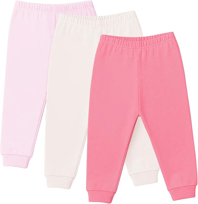 Baby Toddler Joggers Soft Pants for Boys and Girls, 0–24 Months, 2T–4T (3-Pack)